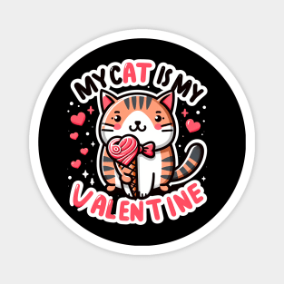 My Cat is My Valentine - Cute Cat with Heart Ice-cream Magnet